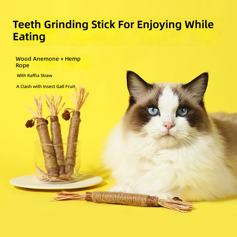 Popular Teething Cat Toy Catnip Ball Wood Polygonum Self-Pleasure Relief Bite-Resistant Kitten Teething Stick Cross-Border Wholesale