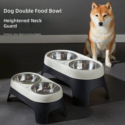 New dog elevated bowl pet drinking water feeding bowl anti-knock stainless steel food basin cat rice basin in stock wholesale