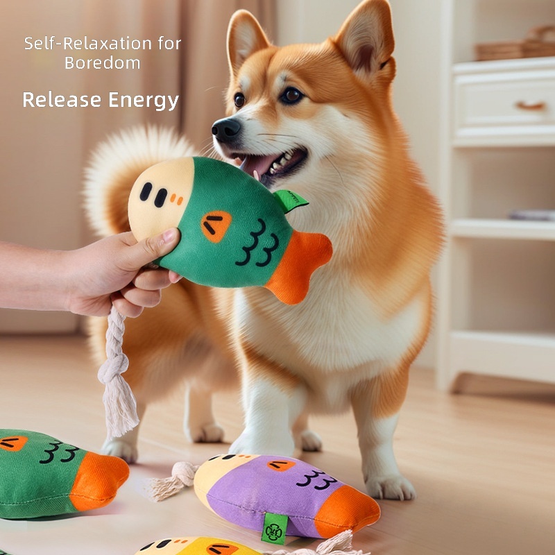New Sounding Dog Toy Simulates Fat-Headed Fish, Grinds Teeth and Cleans Teeth, Self-Pleasure and Relieves Boredom, Cotton Rope Pet Toy Cross-Border Wholesale - Image 2