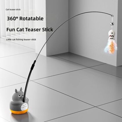 Cat Teaser Wand Long Rod Cat Toy Self-Entertainment Boredom-Relief Gadget Energy-Consuming Kitten with Bell Durable Chewable Pet Supplies