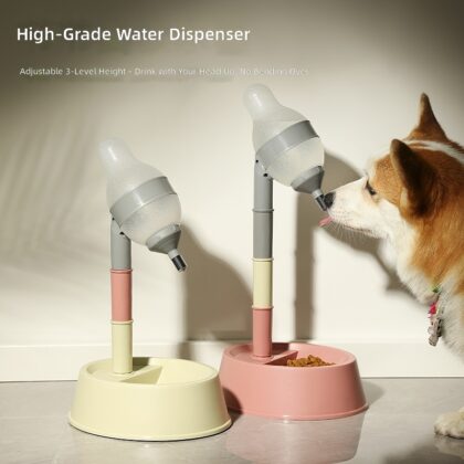 Cross-border new pet adjustable height drinking water device dog drinking water bottle hanging cat drinking water suspension wholesale