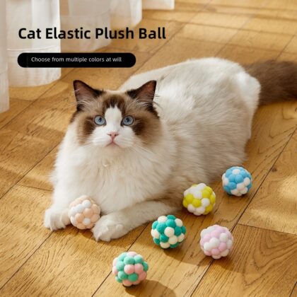 Cat Toy Ball Cat Plush Ball Elastic Interactive Cat Toy Ball Consumes Physical Strength Plush Pet Bite Toy