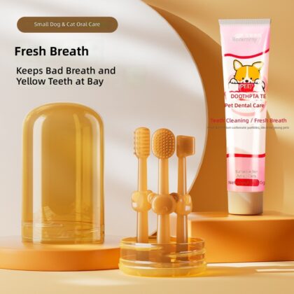 Cat Toothbrush Toy for Oral Care, PP Material Pet Toothpaste & Brush Set