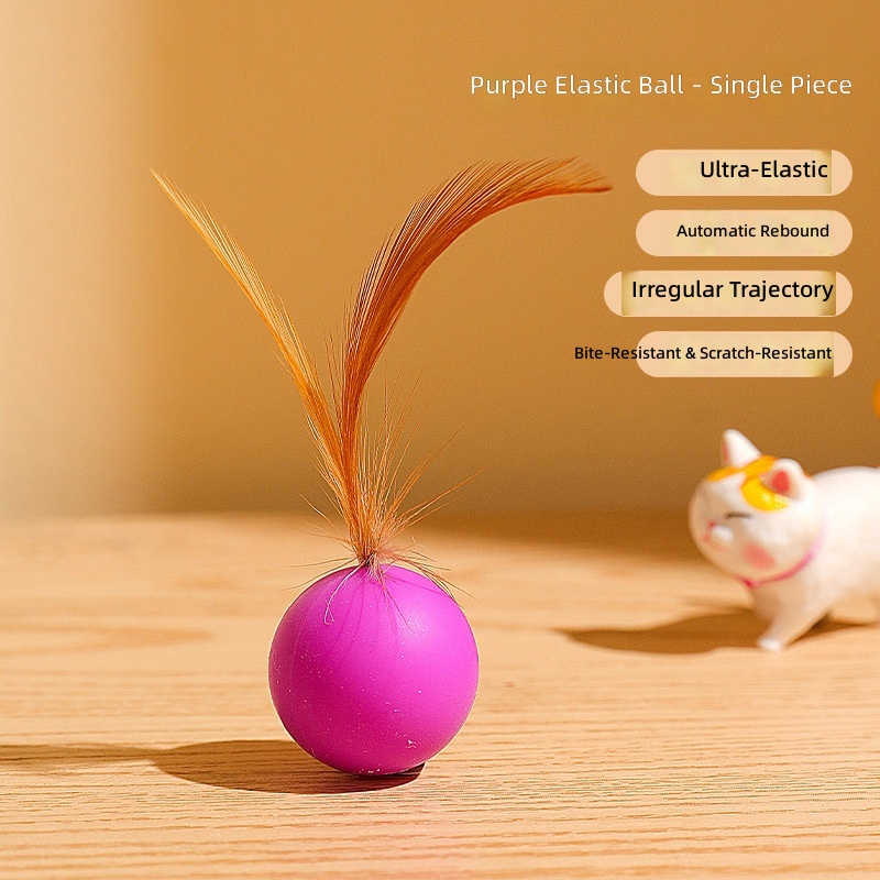 Pet Bite Resistant Silicone Toy Feather Solid Elastic Ball Fun Toy Bite Resistant Interactive Play Fun Cat Toy - Image 8