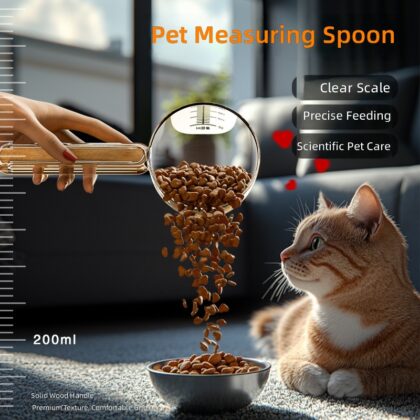 New wooden handle cat food spoon cat food spoon with clip cat and dog supplies food shovel pet supplies in stock wholesale