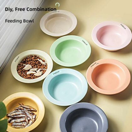 New Ceramic UFO Bowl Water Bowl Cat Bowl Pet Bowl Shelf Dog Bowl Neck Protection Acrylic Bowl Rack Wholesale