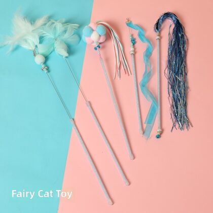 Pet Cat Toy Suction Cup Wire Feather Cat Tease Stick Long Rod Handheld Cat Self-Hi Pet Supplies
