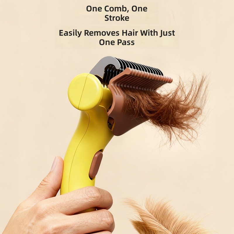 New Pet Knot-Opening Comb, Cat Comb to Remove Floating Hair, Beauty and Hair Removal Pet Comb, One-Click Floating Hair Removal Comb - Image 2