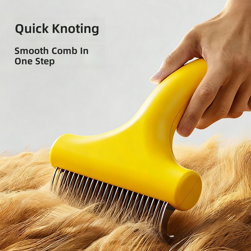 New Pet Knot-Opening Comb, Cat Comb to Remove Floating Hair, Beauty and Hair Removal Pet Comb, One-Click Floating Hair Removal Comb - Image 3