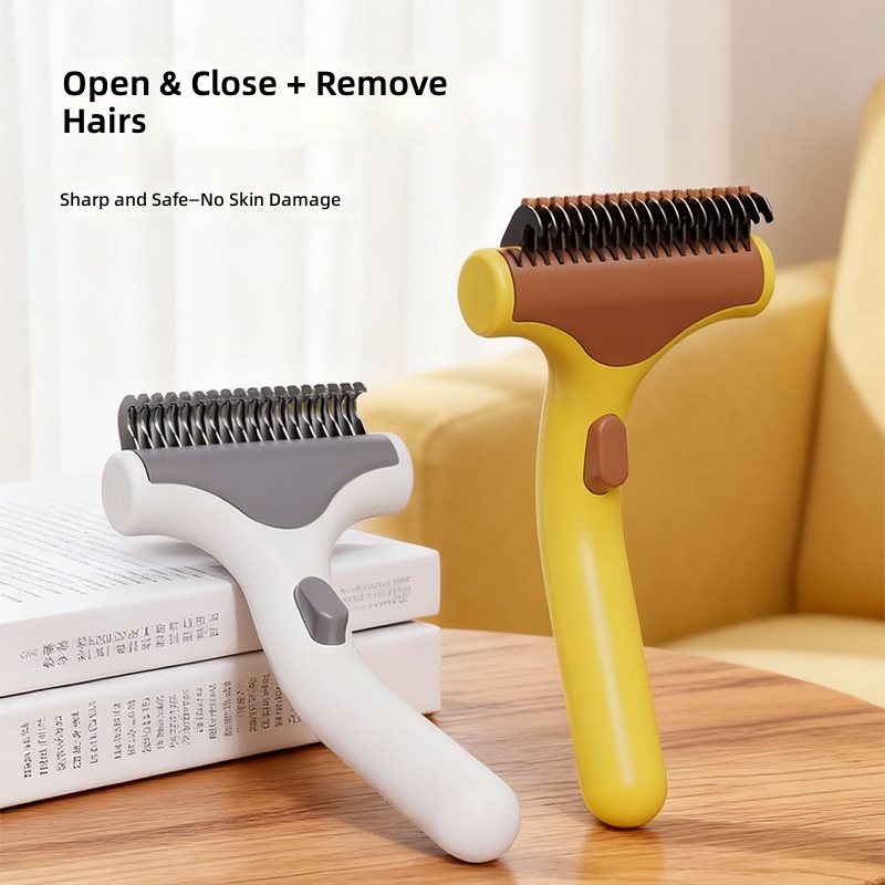 New Pet Knot-Opening Comb, Cat Comb to Remove Floating Hair, Beauty and Hair Removal Pet Comb, One-Click Floating Hair Removal Comb - Image 4