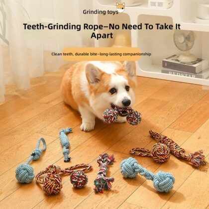 Pet Toy Cotton Rope Dog Molar Toy Bite Resistant Rainbow Cotton Rope suit Dog Bite Rope Knot Toy in stock Wholesale
