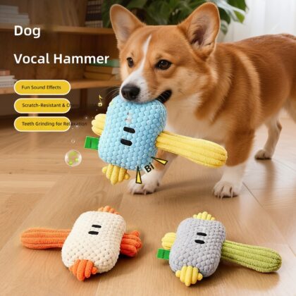 Pet Plush Hammer Toy, Self-Pleasure, Boredom Relief, Teeth Grinding, Bite-Resistant Plush Rope Knot, Sound-Making Puppy Tug-Of-War Pet Supplies