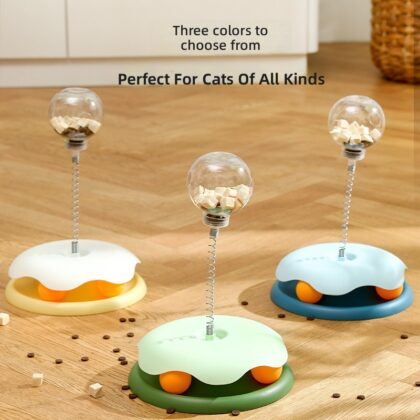 Cat Turntable with Spring Transparent Leakage Ball Shake Music to relieve boredom toys