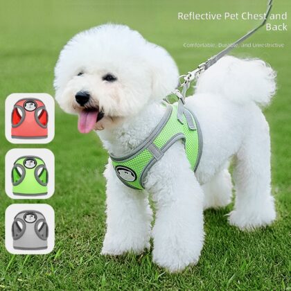 Cross-Border Pet Reflective Leash Harness Vest Type Anti-Breakaway Harness Breathable Cat and Dog Leash