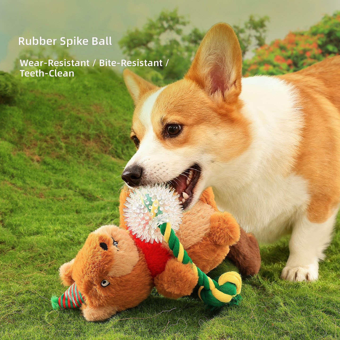Premium Christmas Toy Small Squirrel and Reindeer Shaped Dog Toy Teething Rope Knot Plush Sound-Making Pet Toy - Image 4