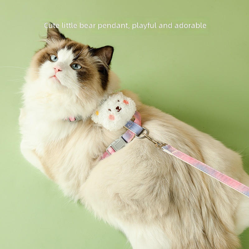 Cats Chest and Back Cute Bear Accessories Anti-break Free into Kitten Safety Buckle Traction Rope Special for Pets Walking Cats