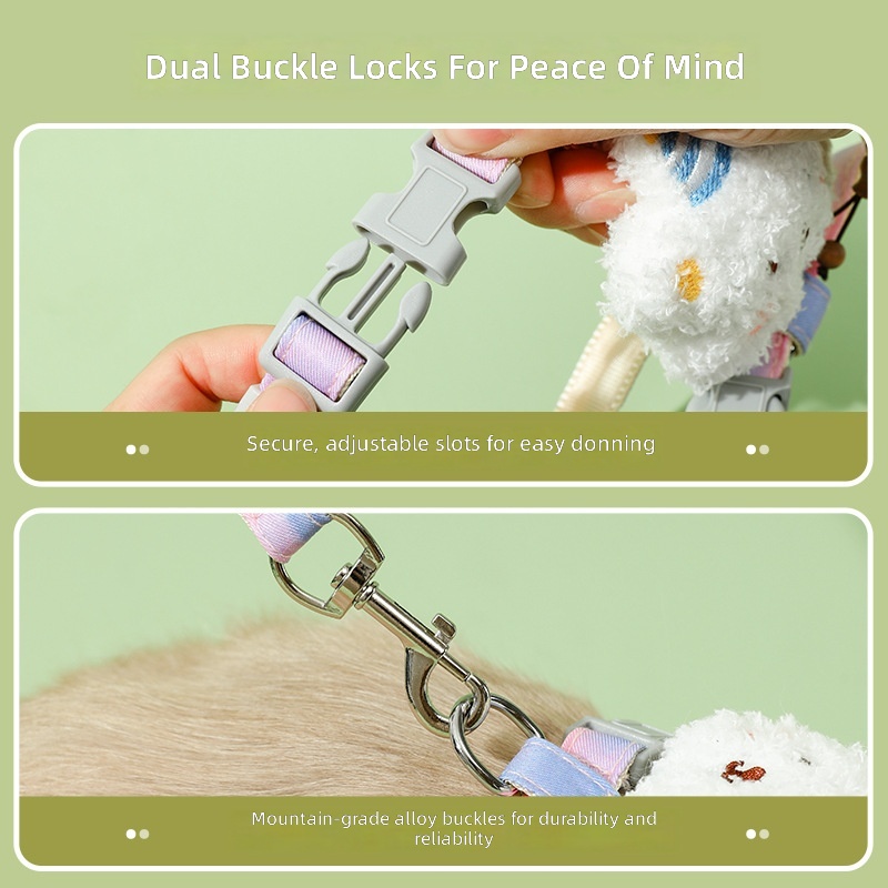 Cats Chest and Back Cute Bear Accessories Anti-break Free into Kitten Safety Buckle Traction Rope Special for Pets Walking Cats - Image 4