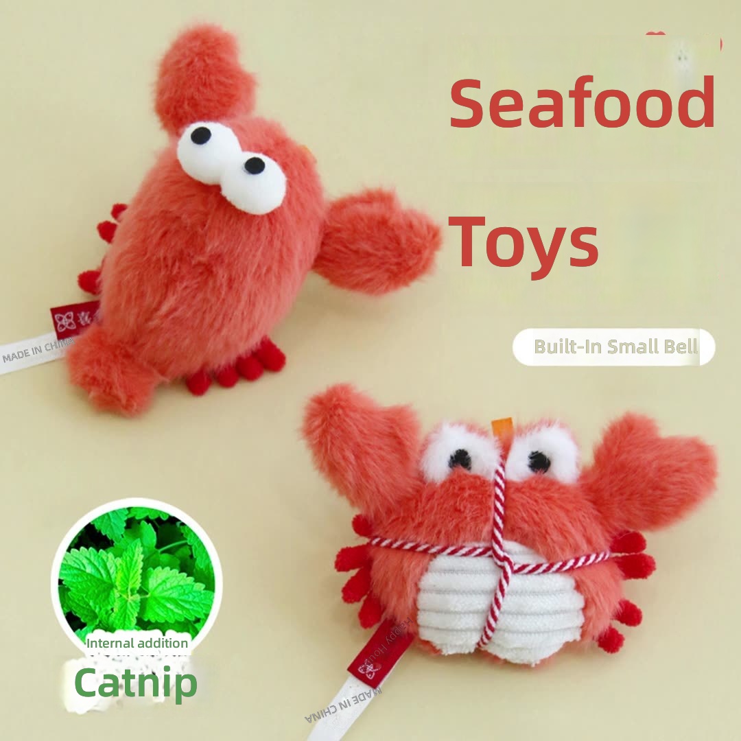 Crab, Lobster, Catnip Toy, Simulated Self-Pleasure, Boredom Relief, Teeth Cleaning, Teething, Bell, Kitten, Kitten Toy