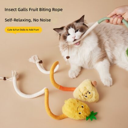 Cats and Dogs Bite Rope Toys Self-Hei Detoxing Artifact Molar Teeth Bite-Resistant Physical Strength Consumption Insect Gall Fruit Cat Fun Stick Supplies