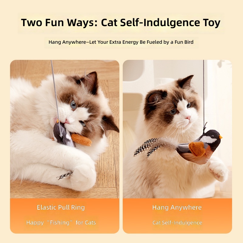 Cat toy simulation bird sound self-hi to relieve boredom and consume physical strength to tease cat stick can be hung into a baby cat toy - Image 4