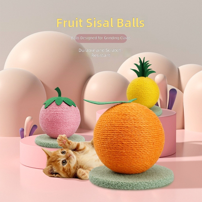 Cat scratch board sisal ball fruit toys small and medium cat claw grinding supplies from hi grinding toy in stock wholesale