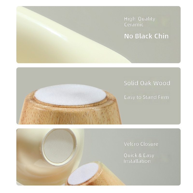 New Cat Tall Wooden Seat Ceramic Bowl to Protect Cervical Spinee, Dog Bowl, Dog Rice Bowl, Cat Food Bowl, Anti-Knock Drinking Bowl - Image 4