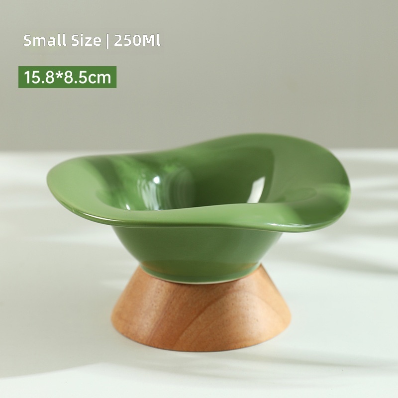 New Cat Tall Wooden Seat Ceramic Bowl to Protect Cervical Spinee, Dog Bowl, Dog Rice Bowl, Cat Food Bowl, Anti-Knock Drinking Bowl - Image 6