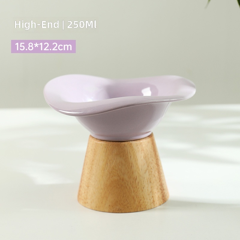 New Cat Tall Wooden Seat Ceramic Bowl to Protect Cervical Spinee, Dog Bowl, Dog Rice Bowl, Cat Food Bowl, Anti-Knock Drinking Bowl - Image 7