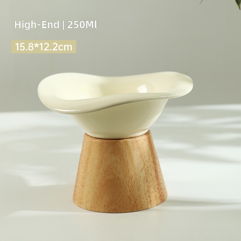 New Cat Tall Wooden Seat Ceramic Bowl to Protect Cervical Spinee, Dog Bowl, Dog Rice Bowl, Cat Food Bowl, Anti-Knock Drinking Bowl - Image 9