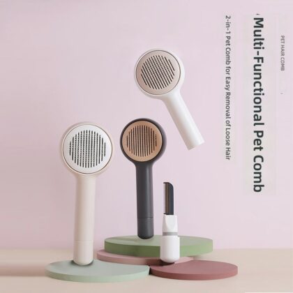 Cat Comb, Multi-Functional Hair Removal, Self-Cleaning Pet Comb, Knot Opening and Hair Removal, Convenient Massage Needle Comb, Pet Supplies