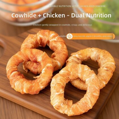 New Dog Chew Snacks, Cowhide-Filled Donuts, Dog Snacks, Bite-Resistant Teeth-Cleaning Chew Sticks, Cross-Border Wholesale