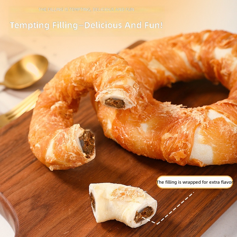 New Dog Chew Snacks, Cowhide-Filled Donuts, Dog Snacks, Bite-Resistant Teeth-Cleaning Chew Sticks, Cross-Border Wholesale - Image 2