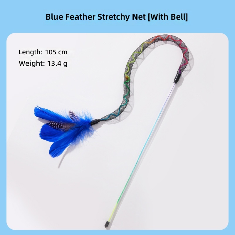 New pet elastic mesh cat stick with bell long rod fishing cat stick human pet interactive toy supplies wholesale - Image 6