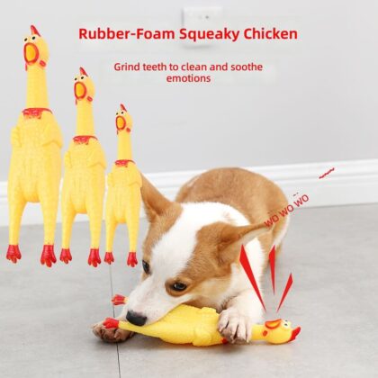 Motion Activated Squeaky Chicken Toy for Dogs - Bouncy Ball with Sound