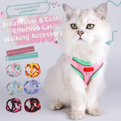 Cross-Border Classic Contrasting Color Upgraded Pet Leash Double-Layer Mesh Soft and Comfortable Hangable Brand-Name Cat Leash