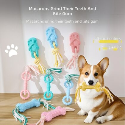 New Macaron Color TPR Dog Toy Gnawing Slippers Interactive Rope Knot Dog Toy Molar Dental Cleaning Cross Border