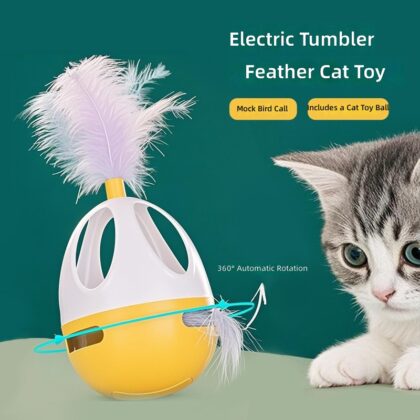 Electric Cat Toy, Interactive Cat Toy, Feather Tumbler, Educational and Boredom-Relieving Cat Toy