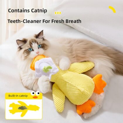 Little Yellow Duck Cat Toy Plush Rattling Paper Sound Toy Cat Self-Pleasure to Relieve Boredom Sound Catnip Toy Wholesale Cross