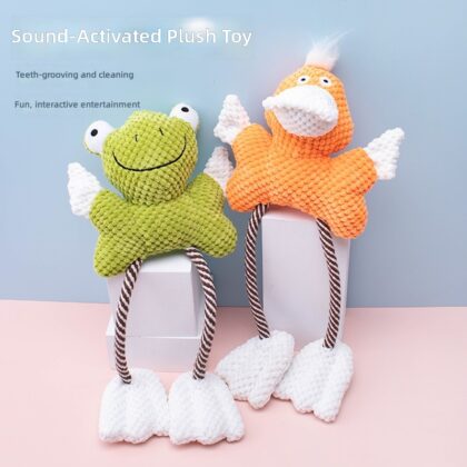 Amazon Pet Vocal Plush Toy Frog Duck Cotton Rope Bite Toy Dog Boring Interactive Toy