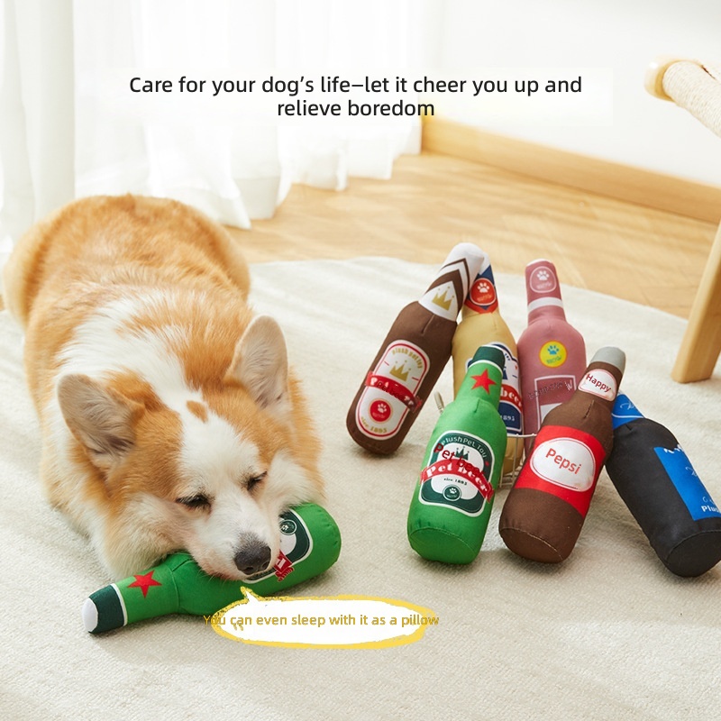 New Dog Toy Simulation Wine Bottle Containing Sound Paper Sound Molar Toy Washable Bite Resistant Toy Wholesale - Image 4