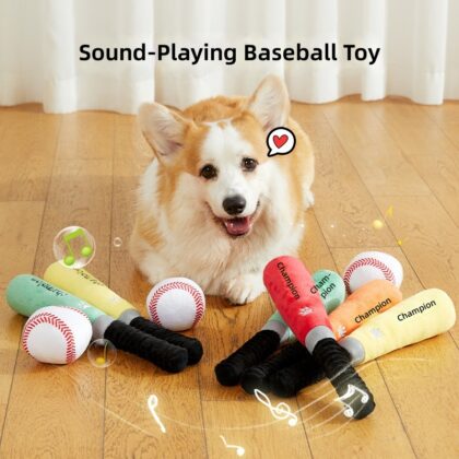 Dog baseball bat toy plush vocalizable human pet interactive small and medium dog molars bite resistant baseball toy wholesale