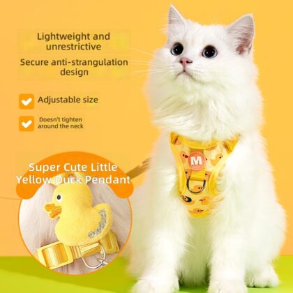 New cat leash cute yellow duck anti-break free vest pet chest back adjustable in stock wholesale