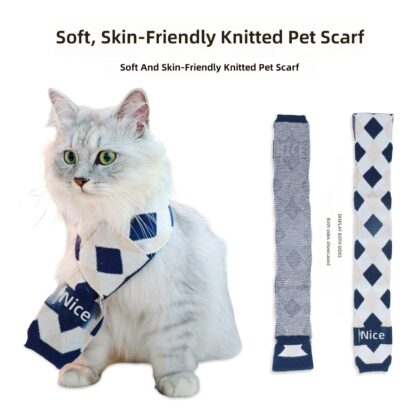 New Plaid Knitted Cat Dog Scarf Pet Winter Scarf Plaid Stretchy Cat Scarf Dog Scarf