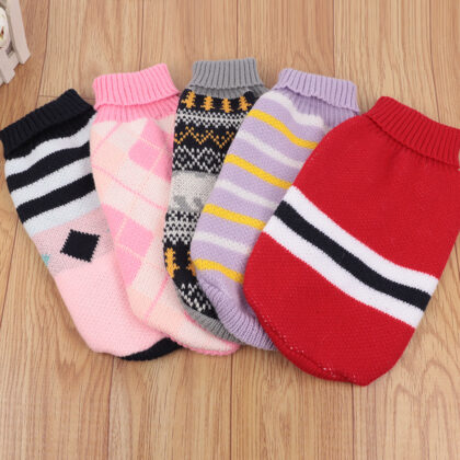 Cat Clothing Multicolor Lapel Casual Pet Cat Sweater Wholesale Knitted Pattern Pet Clothing