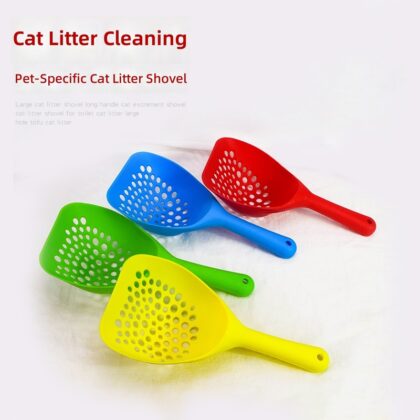 Pet cleaning supplies factory direct candy color big round hole cat litter shovel plastic hollow cat litter cat excrement shovel