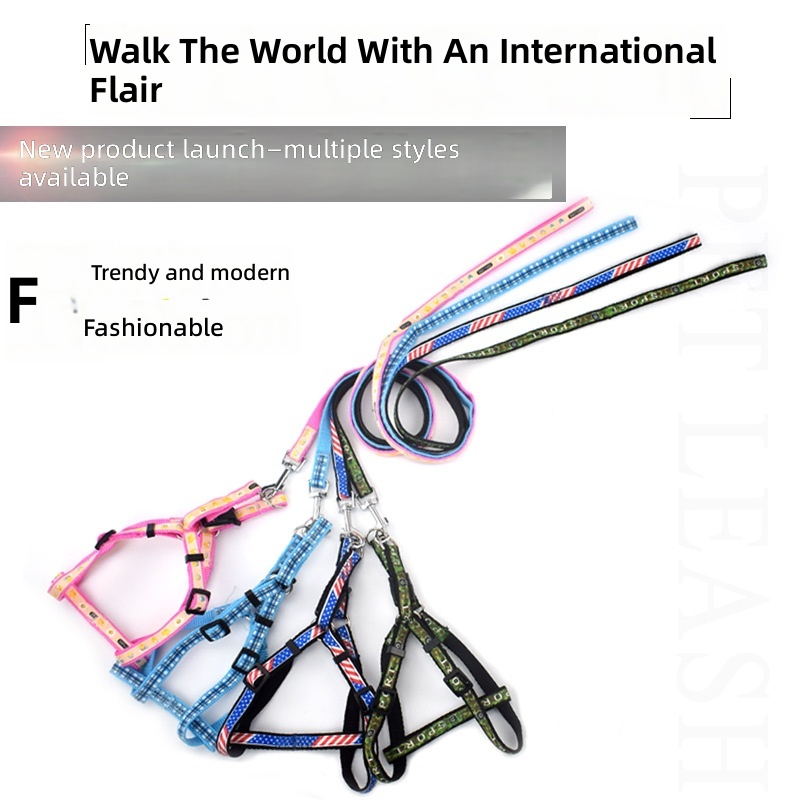Dog Leash Chest Strap Dog Walking Rope Pet Supplies Dog Leash Color Printed Small Dog Walking Rope