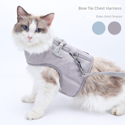 Korean Style Fashionable Bow Pet Vest Two-Piece Set for Small and Medium-Sized Dogs to Go Out and Prevent Break-Away Traction Rope, Essential for Walking Dogs