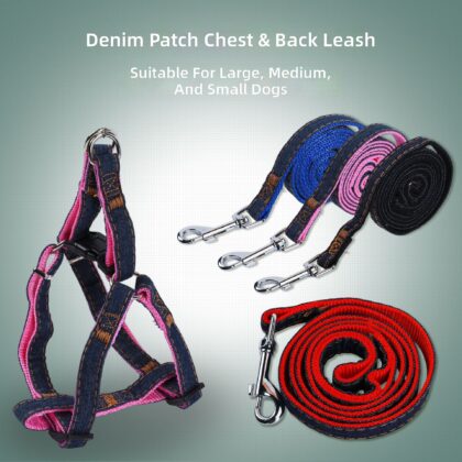 Spot Wholesale Denim Dog Leash Pet Supplies Chest and Back Traction Dog Leash Denim Harness Pet Dog Leash