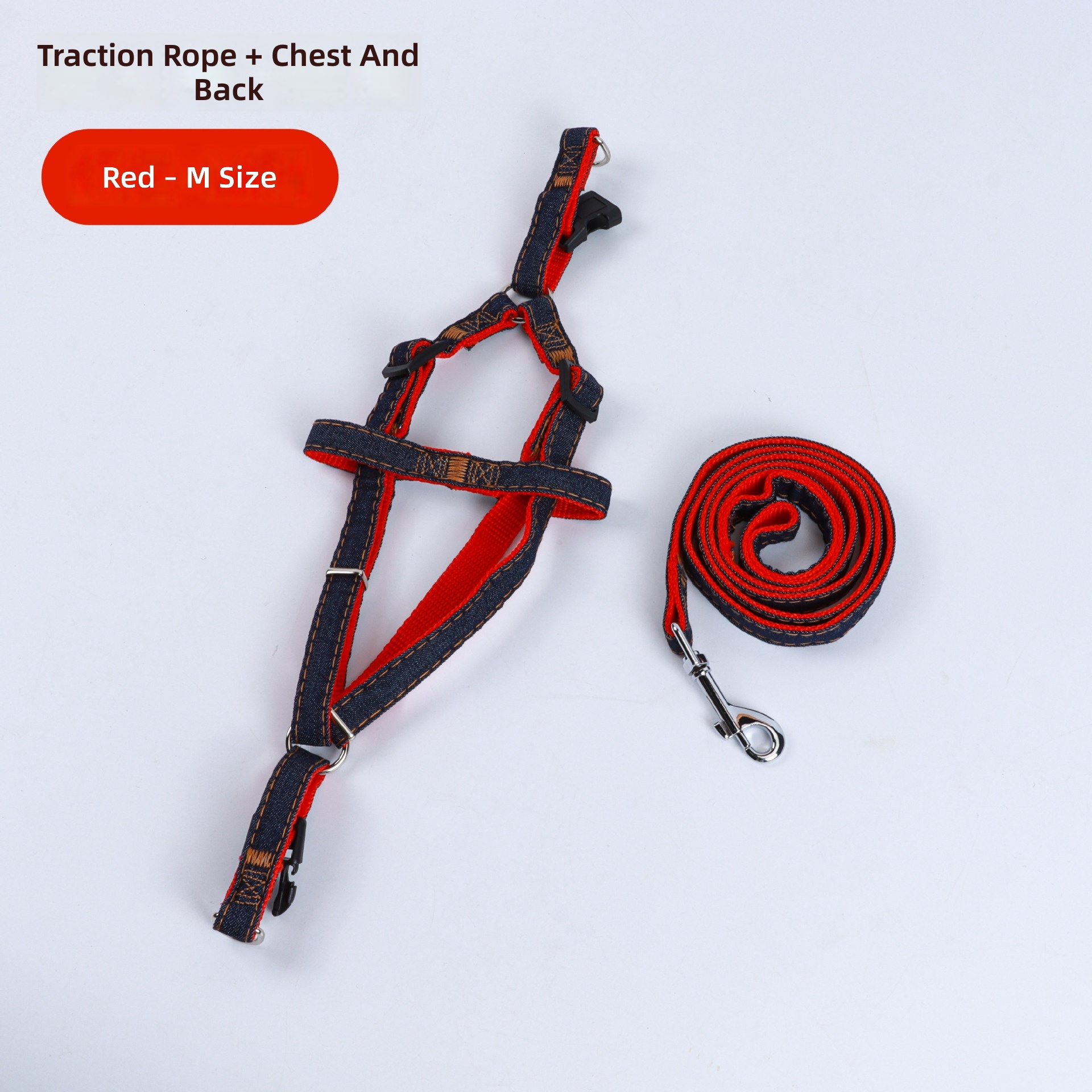 Spot Wholesale Denim Dog Leash Pet Supplies Chest and Back Traction Dog Leash Denim Harness Pet Dog Leash - Image 8