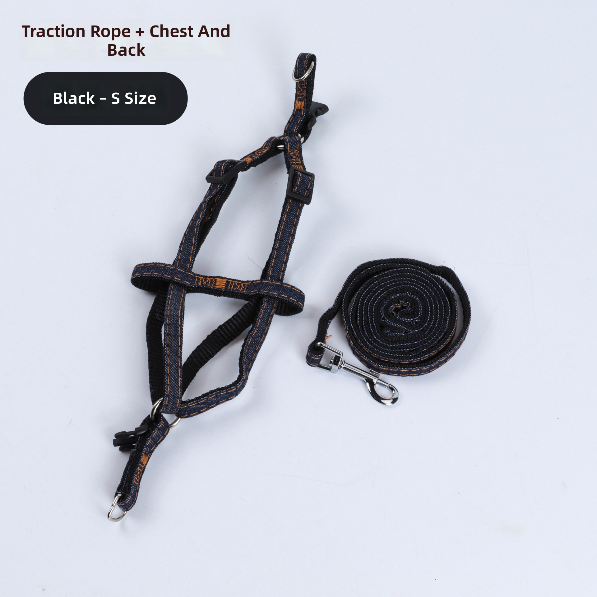 Spot Wholesale Denim Dog Leash Pet Supplies Chest and Back Traction Dog Leash Denim Harness Pet Dog Leash - Image 9